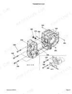 Kubota G1800 exploded view diagram of the transmission case assembly, including bolts, pins, and 4WS component parts.