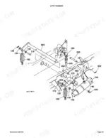 Kubota G1800 exploded view diagram of the lift cylinder assembly, including hydraulic hoses, pins, and mounting hardware.