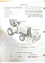 kubota-g2500-g2505-snowblower-operator-manual-70000-70228-page-6.webp Kubota G2500, G2505 snowblower operator manual introduction, tractor diagram with chute crank, lift lever, and application chart.