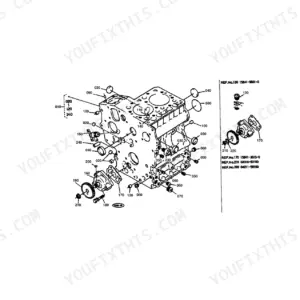 Kubota G4200H crankcase exploded view diagram showing engine block, oil pump, and associated mounting hardware components.