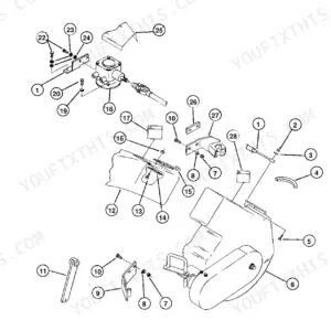 Kubota GC60B exploded view diagram of blower and related parts, showing gearbox, housing, and mounting hardware.