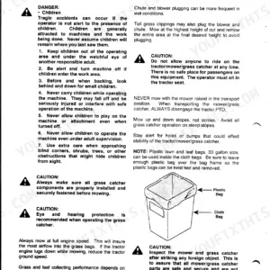 Kubota GCK60-BX operating instructions, grass bagging safety procedures, and grass catcher bag installation diagram.