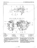 Kubota GF1800, GF1800E transmission oil flow diagram showing HST pipes, auxiliary pump, and control valve components.