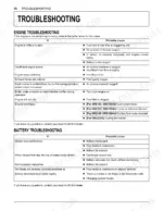 kubota-gr2020g-gr2120-gr2120au-lawn-and-garden-tractor-operator-manual-k1270-7122-1-troubleshooting-97.webp Kubota GR2020G, GR2120, GR2120AU engine and battery troubleshooting tables listing symptoms and probable causes.
