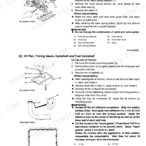 Kubota GR2100, GR2000G service manual: valve removal and oil pan, oil strainer disassembly and reassembly procedures.