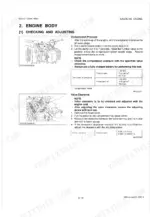 Kubota GZ410, GZ460 engine body procedures for checking compression pressure and valve clearance with specifications.