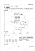 Kubota GZ410, GZ460 lubricating system diagram showing oil pump, filter, strainer, and internal engine components.