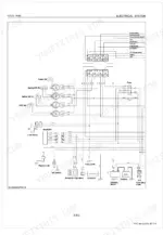 kubota-gzd21-zero-turn-mower-workshop-manual-9y011-15261-wiring-218.webp Kubota GZD21 electrical system wiring diagram showing switches, fuel pump, regulator, generator, and battery connections.