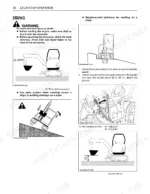 kubota-kx033-4-excavator-operator-manual-rc488-8131-3-operations-52.webp Kubota KX033-4 excavator operation manual showing driving safety, slope techniques, and pilot control lock lever usage.