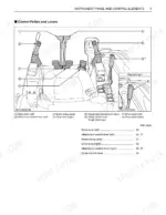kubota-kx040-4-excavator-operator-manual-rd158-8121-3-operations-29.webp Kubota KX040-4 diagram of operator control pedals, drive levers, and dozer control lever locations in the cabin.
