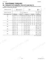 Kubota KX040-4 general tightening torque table for standard nuts and bolts by grade, material, and metric size.