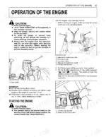 Kubota KX057-4, U55-4 engine operation procedure, showing control levers, horn switch, and throttle potentiometer diagrams.
