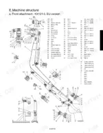 Kubota KX121-3, KX161-3 exploded view diagram of front attachment machine structure with numbered parts list.