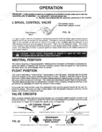Kubota L1720 LOADER operation manual page showing 2 spool control valve diagrams, neutral, float positions, and valve circuits.