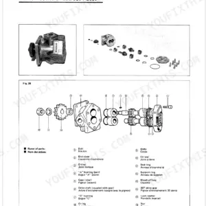 Kubota L185, L245, L295 exploded view diagram of hydraulic pump construction and parts list.