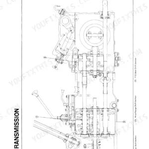 Kubota L2050 transmission diagram showing main gear, Hi-Lo range, and PTO gear shift sections.