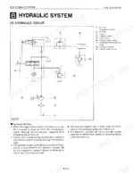 Kubota L2050 hydraulic system circuit diagram showing pump, relief valve, cylinder, and oil flow description.