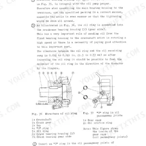 Kubota L210 service manual page showing crankcase bearing housing, oil ring assembly, and gear case O-ring installation.
