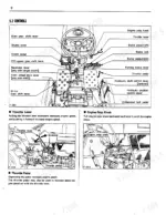 kubota-l235-to-l275dt-tractor-operator-manual-35260-19717-controls-15.webp Kubota L235, L235DT, L275, L275DT operator manual page showing tractor controls, throttle lever, and engine stop knob.