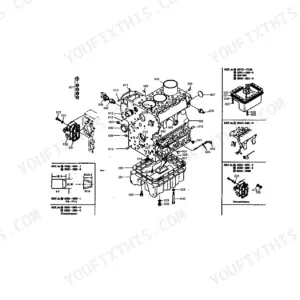 Kubota L245DT exploded view diagram of the engine crankcase, oil pan, and associated internal components.