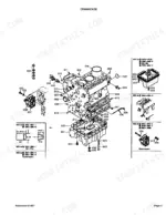 Kubota L245F exploded view diagram of the engine crankcase assembly, oil pan, and related mounting hardware components.