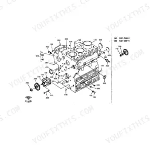 Kubota L2550DT crankcase exploded view diagram showing engine block, oil pump, and related assembly components.