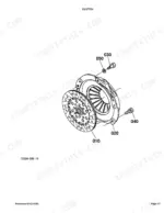 kubota-l2600dt-tractor-parts-catalog-drivetrain-parts-99.webp Kubota L2600DT exploded view diagram of the clutch assembly showing the clutch disc, pressure plate, and mounting bolts.