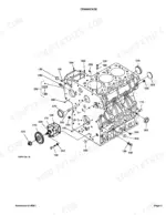 kubota-l2600dt-tractor-parts-catalog-engine-parts-6.webp Kubota L2600DT exploded view diagram of the engine crankcase assembly with oil pump and various plugs.