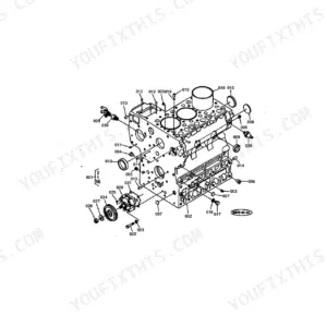 Kubota L275 crankcase exploded view diagram showing engine block, oil pump, and related components with part numbers.