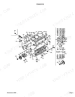 Kubota L295DT crankcase exploded view diagram showing engine block, oil pump, and associated parts list components.