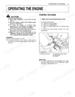 kubota-l3200-l3800-tractor-operator-manual-procedures-25-1.webp Kubota L3200, L3800 engine starting procedure and parking brake operation diagram with safety cautions.