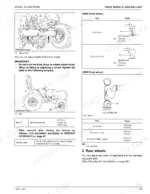 Kubota L3301, L3901 front wheel tread adjustment diagrams, torque specifications, and jack point locations.