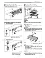 Kubota L3710, L4310, L4610 maintenance manual: cleaning inner and fresh air filters and push-rivet removal procedures.