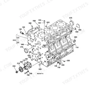 Kubota L3710DT, L3710GST, L3710HST crankcase exploded view diagram showing engine block and oil pump components.