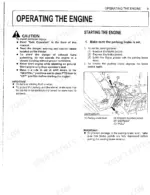 Kubota L4400 operating the engine manual page showing parking brake lever operation and safety precautions.