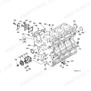 Kubota L4400DT exploded view diagram of the engine crankcase assembly and oil pump components.