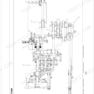 Kubota L4400HST transmission structure diagram showing hydrostatic, PTO clutch, range gear, and front wheel drive sections.