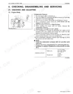 Kubota L45, TL1000A, BT1000A engine compression pressure testing procedure, diagram, and factory specifications table.