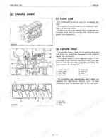 kubota-l5450-tractor-service-manual-exploded-view-8.webp Kubota L5450 engine body diagrams showing crankcase, cylinder head components, and inlet/exhaust port airflow.