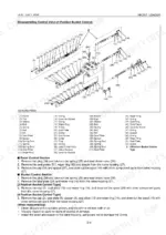 Kubota LA181, LA211 exploded view of control valve disassembly, parts list, and boom and bucket control removal procedures.