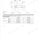 Kubota LA1953AU, LA2253AU boom and bucket cylinder diagram, component identification, and hydraulic cylinder specifications table.