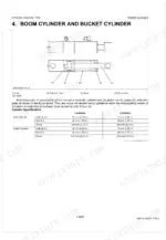 kubota-la1953au-la2253au-front-loader-workshop-manual-9y111-05470-exploded-view-77.webp Kubota LA1953AU, LA2253AU boom and bucket cylinder diagram, component identification, and hydraulic cylinder specifications table.