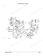 Kubota LA211 exploded view diagram of the main frame assembly showing mounting brackets, bolts, and pins.