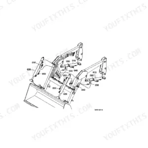 Kubota LA272 exploded view diagram showing cylinder and hydraulic hose routing for loader assembly components.