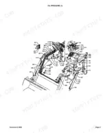 Kubota LA300 exploded view diagram of loader hydraulic lines, fittings, and mounting hardware components.