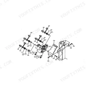 Kubota LA301, LA351 exploded view diagram of the control valve assembly, linkage, and mounting bracket components.