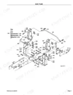Kubota LA302 Loader exploded view diagram of the main frame assembly showing mounting brackets, bolts, and hardware.