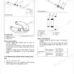 Kubota LA344AU front loader cylinder disassembly, assembly procedures, exploded view diagrams, and piston nut torque table.