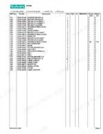 Kubota LA350 parts list table for boom components including bolts, nuts, pins, and labels with reference numbers.