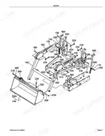 kubota-la351-la301-la271-loader-parts-catalog-boom-parts-5.webp Kubota LA351, LA301, LA271 exploded view diagram of the loader boom assembly and bucket mounting components.